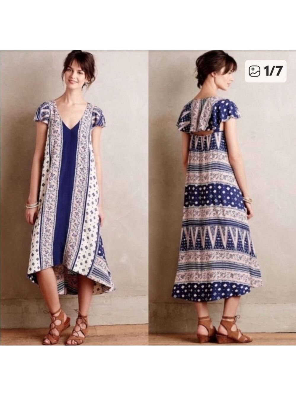 Anthropologie Summertide Swing Dress by Maeve Size Large Hi Low Hem